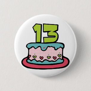 13 jaar oude Birthday Cake Ronde Button 5,7 Cm