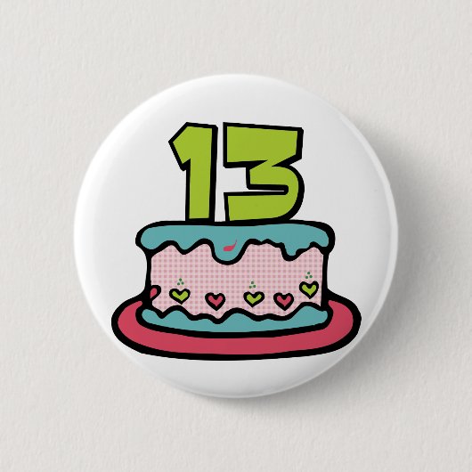 13 jaar oude Birthday Cake Ronde Button 5,7 Cm (Voorkant)