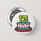 13 jaar oude Birthday Cake Ronde Button 5,7 Cm (Voorkant /achterkant)