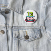 13 jaar oude Birthday Cake Ronde Button 5,7 Cm (In situ)