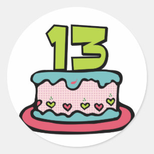 13 jaar oude Birthday Cake Ronde Sticker