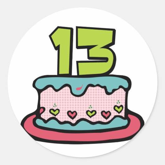 13 jaar oude Birthday Cake Ronde Sticker (Voorkant)