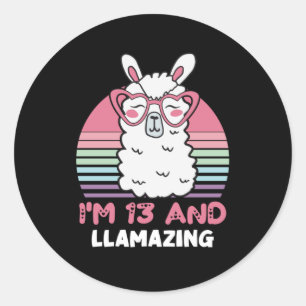13 jaar oude dag Llamazing 13e verjaardag Llama Ronde Sticker