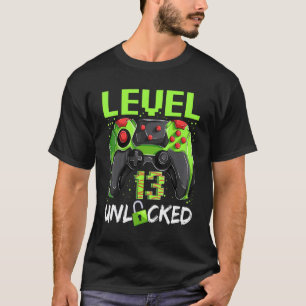 13 jaar oude gamer Boy Birthday level 13 unlocked T-shirt