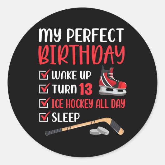 13 jaar oude ijshockey op 13de Jongen Bda Ronde Sticker (Voorkant)
