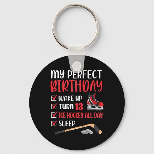 13 jaar oude ijshockey op 13de Jongen Bda Sleutelhanger (Voorkant)