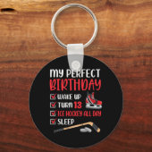 13 jaar oude ijshockey op 13de Jongen Bda Sleutelhanger (Voorkant)