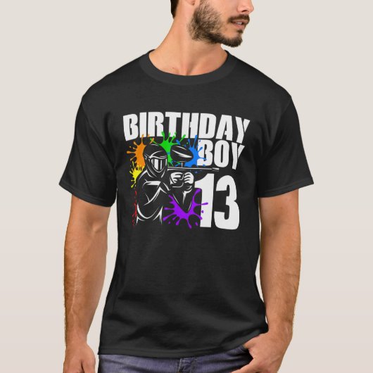 13 jaar oude Paintball Birthday Party Boys 13th Gi T-shirt (Voorkant)