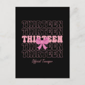 13 Jaar Oude Roze Coquette Bow Officiële Tiener 13 Feestdagenkaart (Voorkant)