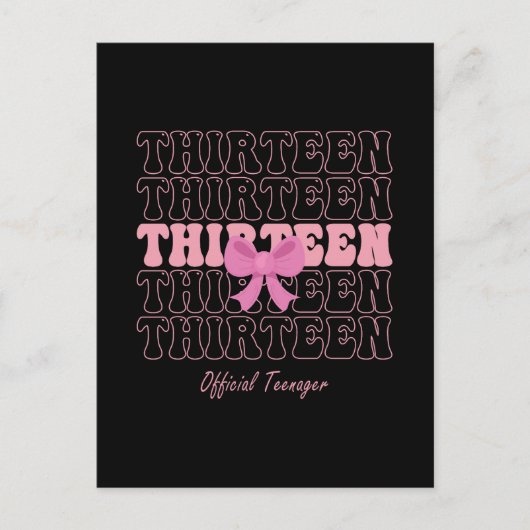 13 Jaar Oude Roze Coquette Bow Officiële Tiener 13 Feestdagenkaart (Voorkant)