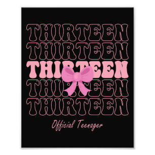 13 Jaar Oude Roze Coquette Bow Officiële Tiener 13 Foto Afdruk