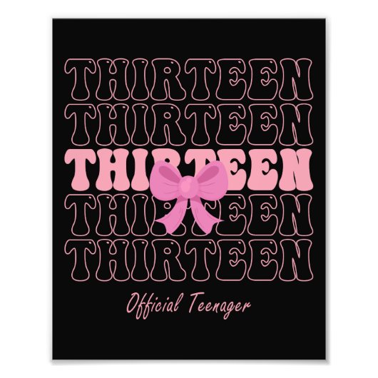 13 Jaar Oude Roze Coquette Bow Officiële Tiener 13 Foto Afdruk (Voorkant)