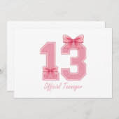 13 Jaar Oude Roze Coquette Bow Officiële Tiener 13 Kaart (Voorkant / Achterkant)