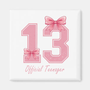13 Jaar Oude Roze Coquette Bow Officiële Tiener 13 Magneet