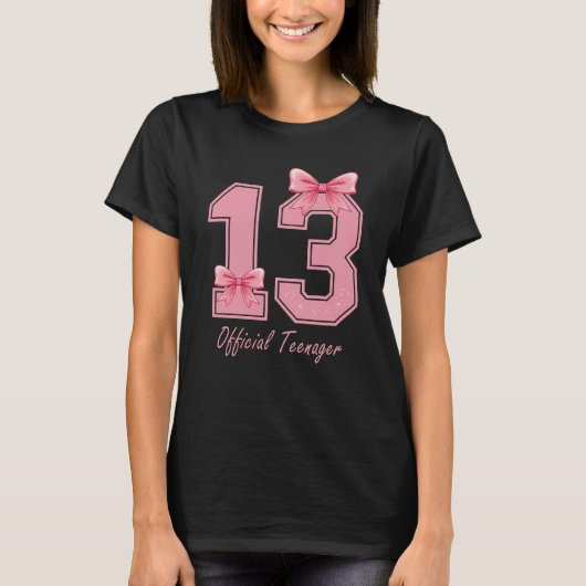 13 Jaar Oude Roze Coquette Bow Officiële Tiener 13 T-shirt (Voorkant)