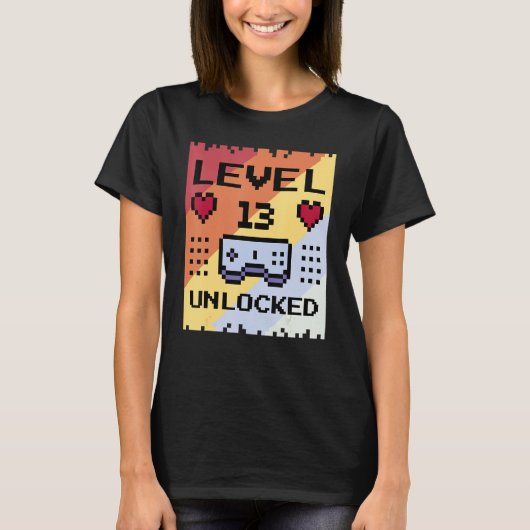 13 jaar oude variabele 'Birthday Gamer Level' Unlo T-shirt (Voorkant)