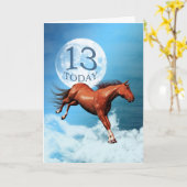 13 jaar oude verjaardagskaart met Spirit Horse Kaart (Gele Bloem)