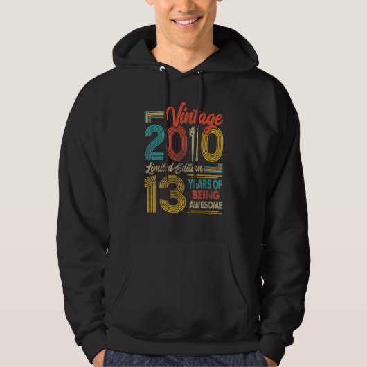 13 jaar oude Vintage 2010 13e verjaardag Hoodie (Voorkant)
