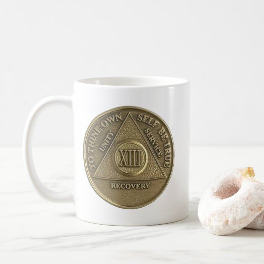 13 Jaar Sober Medallion Munt Gelukkig Jubileum Koffiemok (Met donut)