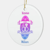 13 jaar traditionele Lace 13th bruiloft Keramisch Ornament (Links)