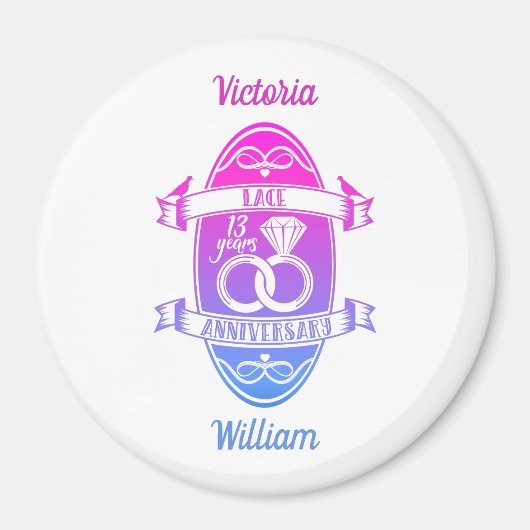 13 jaar traditionele Lace 13th bruiloft Magneet (Voorkant)