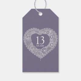 13 jaar witte kanten hart effect cadeau labels cadeaulabel