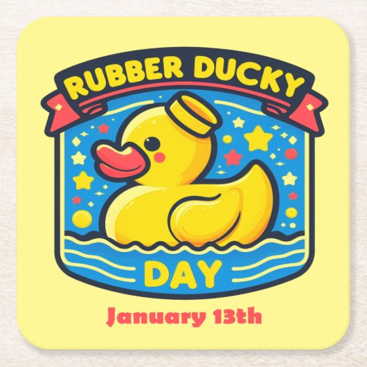 13 jan - Rubber Ducky Day Kartonnen Onderzetters (Voorkant)
