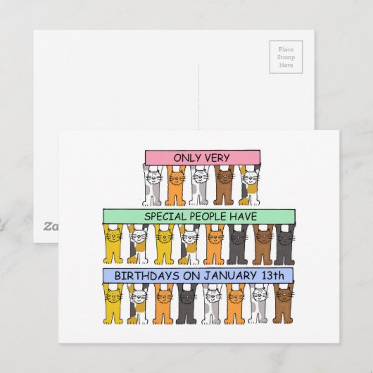 13 januari Verjaardag Katten Briefkaart (Voorkant / Achterkant)