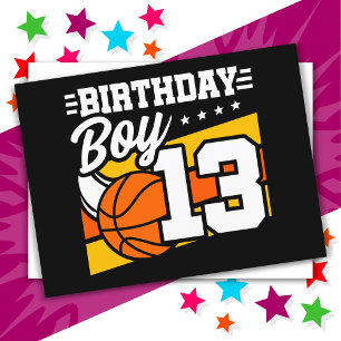 13 jarig basketbalfeestje 13e verjaardag jongen briefkaart