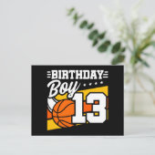 13-jarige basketbalfeestje 13e verjaardag jongen briefkaart (Staand voorkant)
