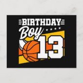 13-jarige basketbalfeestje 13e verjaardag jongen briefkaart (Voorkant)