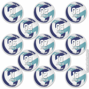 13 kids tieners navy teal volleybalclub kleuren sticker