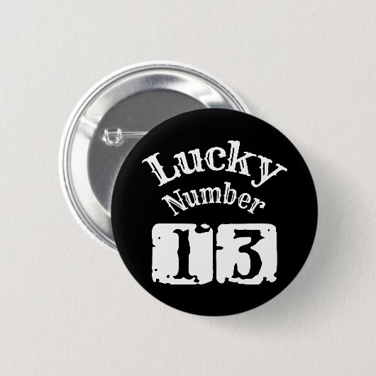 13 - Lucky Number 13 Luck Ronde Button 5,7 Cm (Voorkant /achterkant)