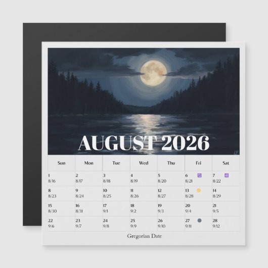 13-Maand Maanfase Dierenriem augustus Kalender (Voorkant / Achterkant)