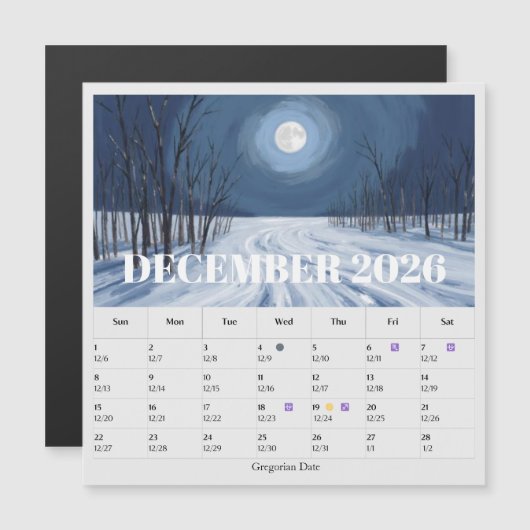 13-Maand Maanfase Dierenriem december Kalender (Voorkant / Achterkant)