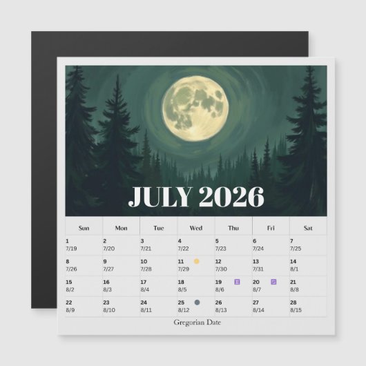 13-Maand Maanfase Dierenriem juli Kalender (Voorkant / Achterkant)