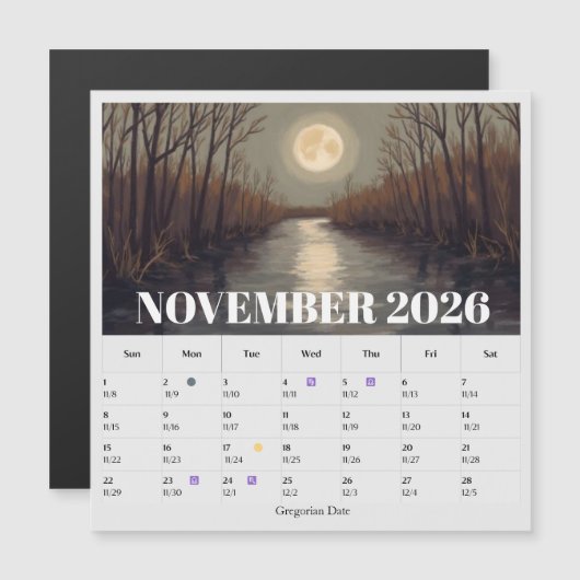 13-Maand Maanfase Dierenriem november Kalender (Voorkant / Achterkant)