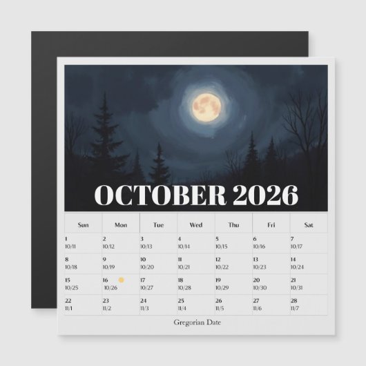 13-Maand Maanfase Dierenriem Oktober Kalender (Voorkant / Achterkant)