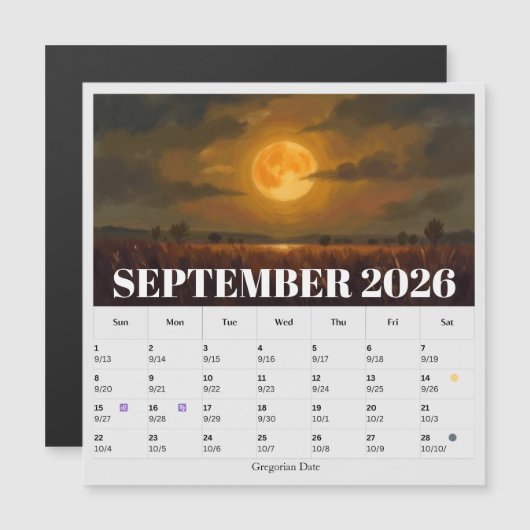 13-Maand Maanfase Dierenriem September Kalender (Voorkant / Achterkant)