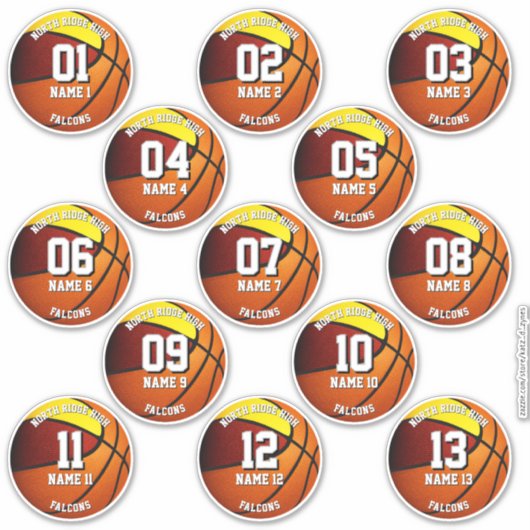 13 Maroon Gold sportteam kleuren basketbal Sticker (Voorkant)