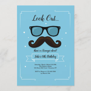 13 Mustache Birthday Party Invitation Kaart
