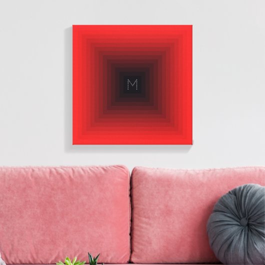 13-niveau rood omgekeerd piramidevormig Initiaal o Canvas Afdruk (Insitu (Woonkamer))
