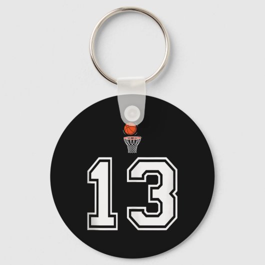 13 Nummer Basketbal Stijl Witte Tanktop Sleutelhanger (Voorkant)