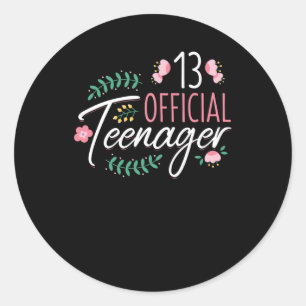 13 Officiële Tiener Meisjes Verjaardag Gift Ronde Sticker