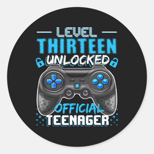 13 Ontgrendeld Officiële Tiener Videospel 13e Gebo Ronde Sticker (Voorkant)