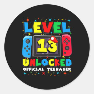 13 Ontgrendelde Gamer 13e verjaardag Gift Video Ga Ronde Sticker