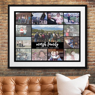 13 Optionele fotocollage-tekst — Familie - zwart Poster