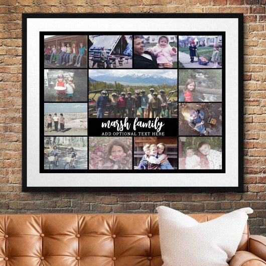 13 Optionele fotocollage-tekst — Familie - zwart Poster