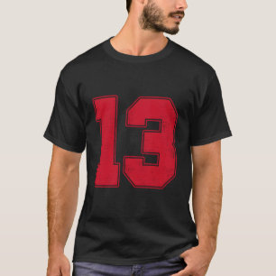 #13 Outline nummer 13 Varsity Fan sportteam grijs T-shirt