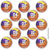 13 paarse gouden sportteam kleuren basketbal sticker (Voorkant)